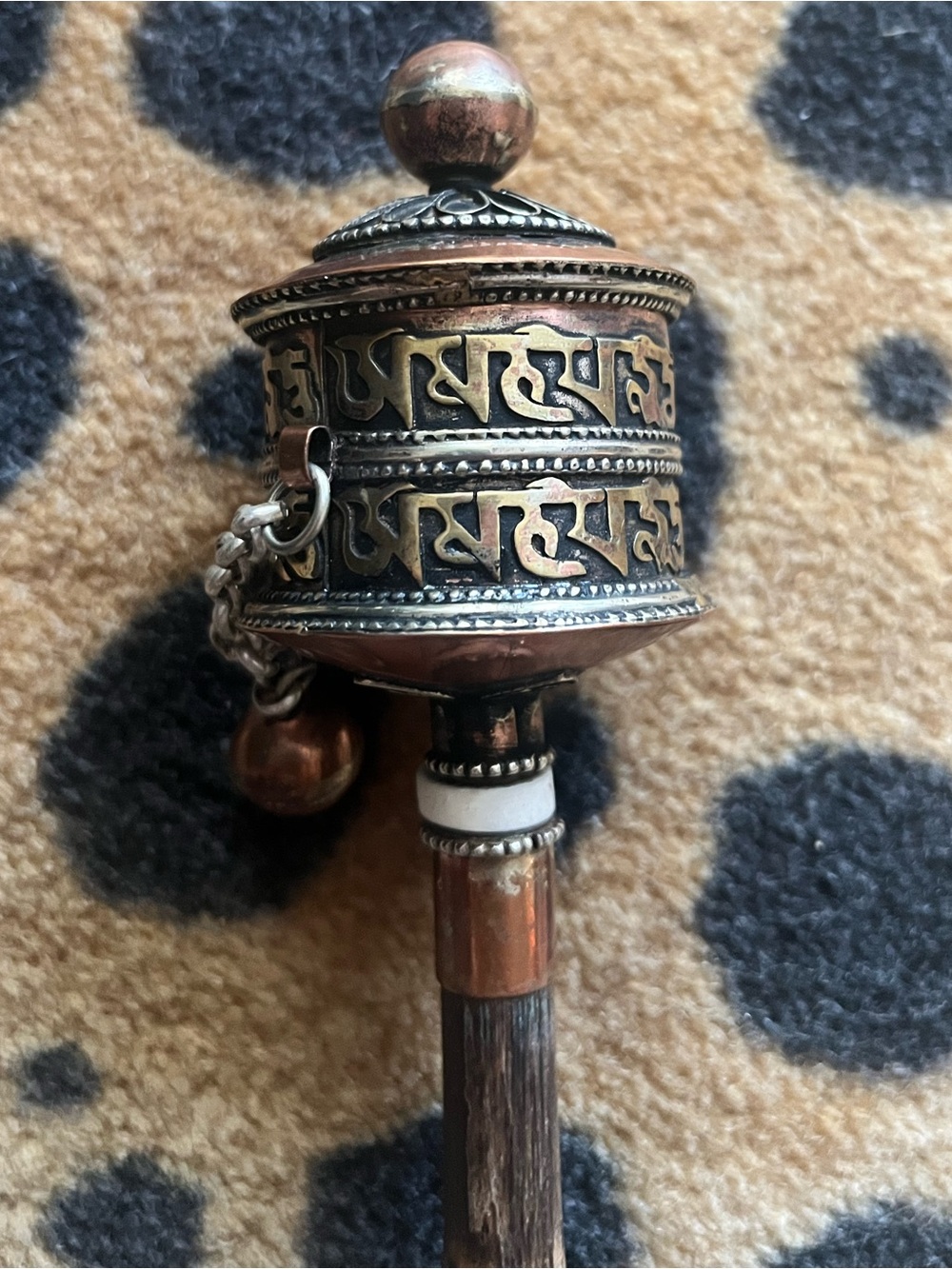 Seven metal Tibetan prayer wheel Buddhist Handmade in Nepal